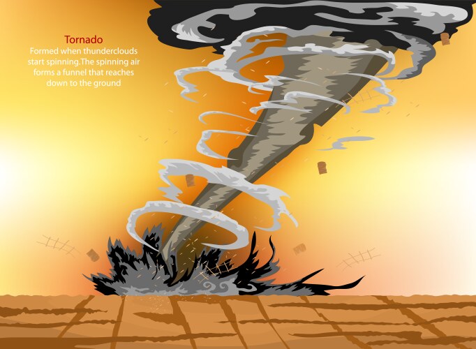 Tornado destroys houses landscape Royalty Free Vector Image
