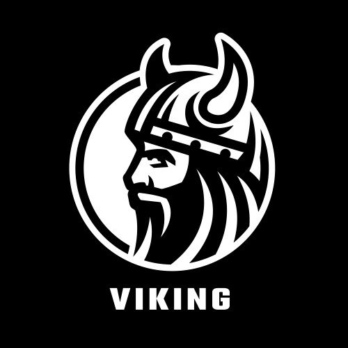 Viking head in helmet logo on a dark background Vector Image