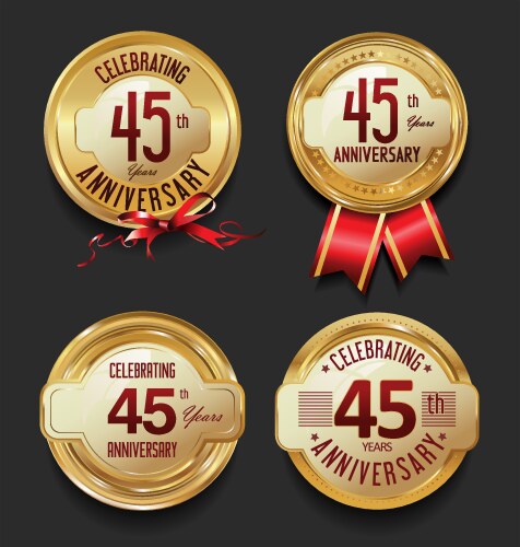 anniversary retro golden labels collection 45 vector