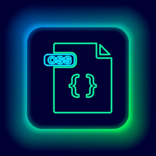 Glowing neon line css file document download vector image