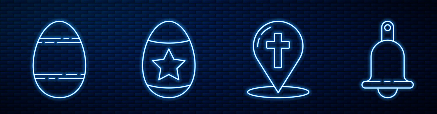 Set line map pointer with christian cross easter vector image