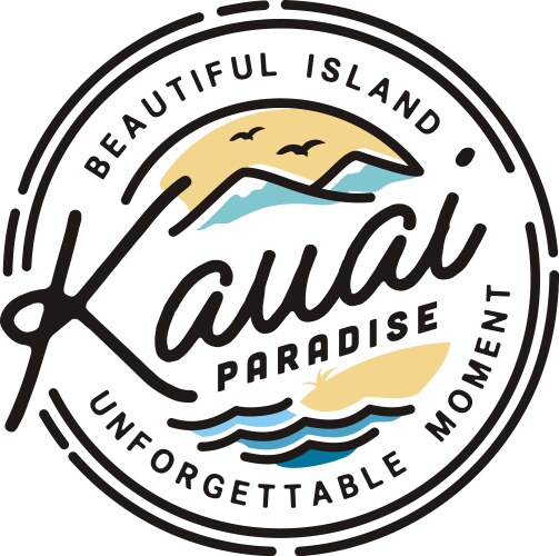 Kauai Beach Logo - Tropical Waves Vector Image