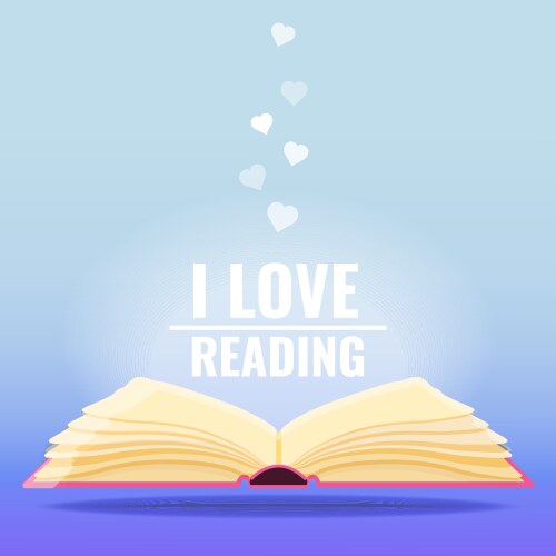 Open book i love reading books concept Vector Image