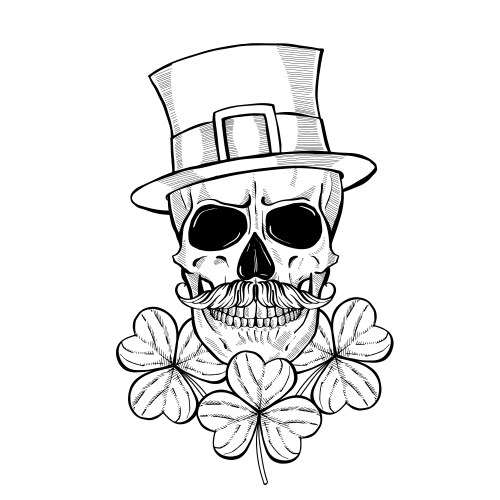 Angry Leprechaun Skull Vector Image