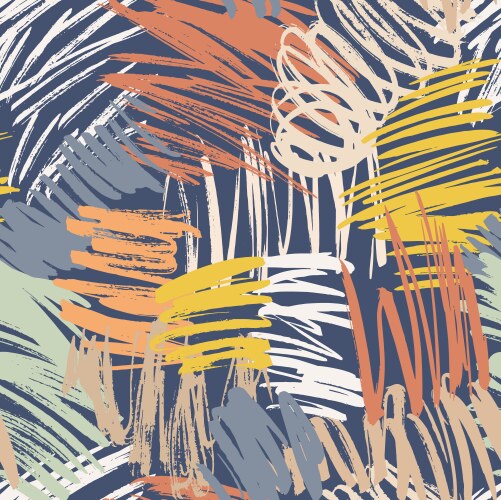 Grunge dry brush round strokes seamless pattern Vector Image