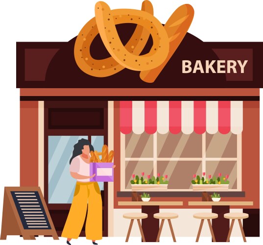 A bakery food stall Royalty Free Vector Image - VectorStock