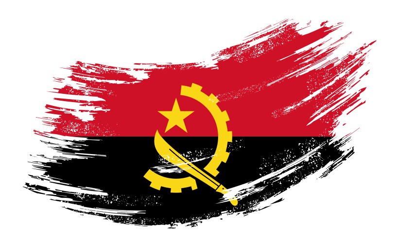 angolan flag grunge brush background vector image