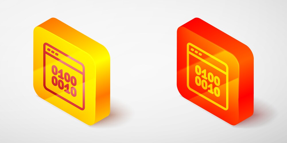 Isometric line binary code icon isolated on grey vector image