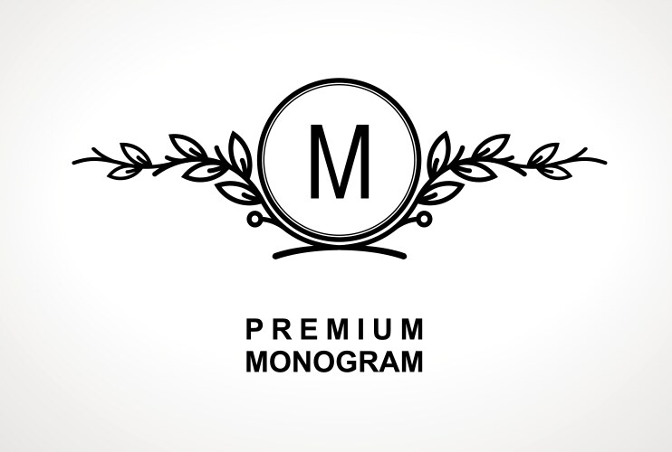 Premium Monogram Icon Silhouette monogram with butterfly and plumeria Vector Image