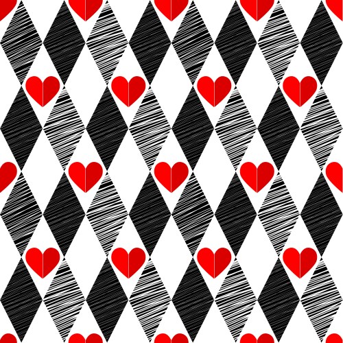 Black and White Heart Harlequin Background Vector Image