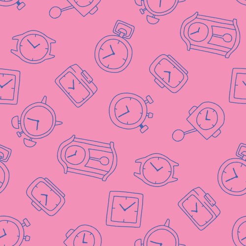 Outline clock seamless pattern for print vector image