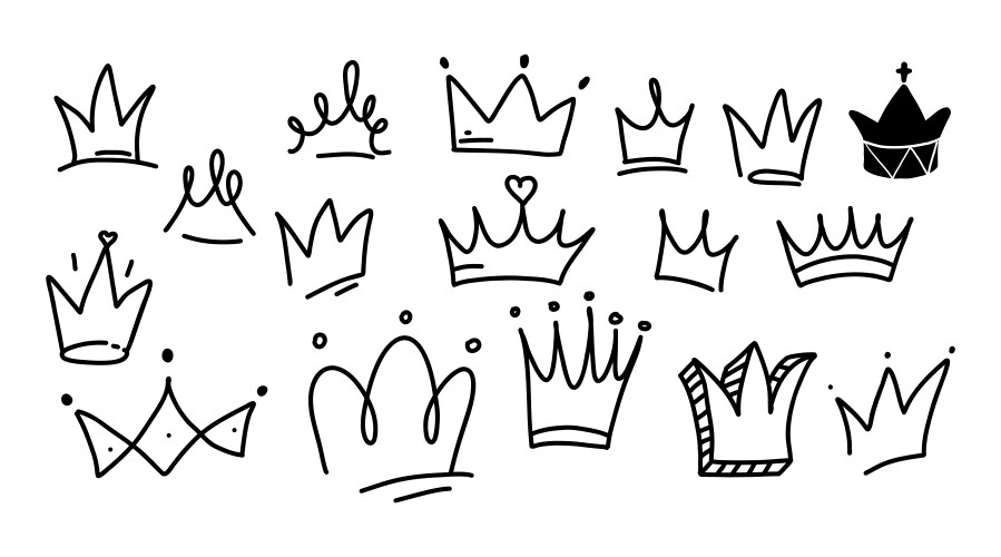 Collection of black and white crown shaped Vector Image