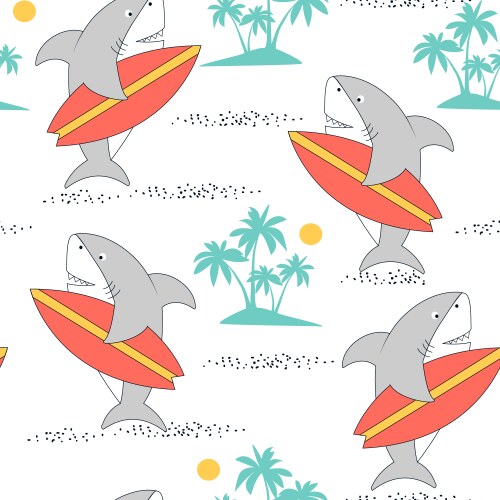 Hand drawing shark print design seamless pattern Vector Image