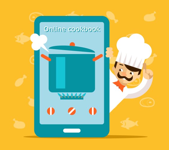 Online cookbook search for recipes in web vector image