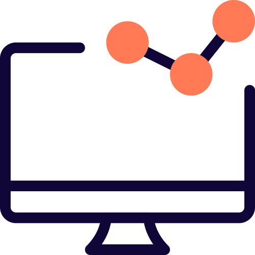 Visual representation of data on desktop screen vector image