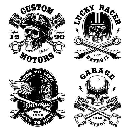 Biker Skull Motifs Vector Image
