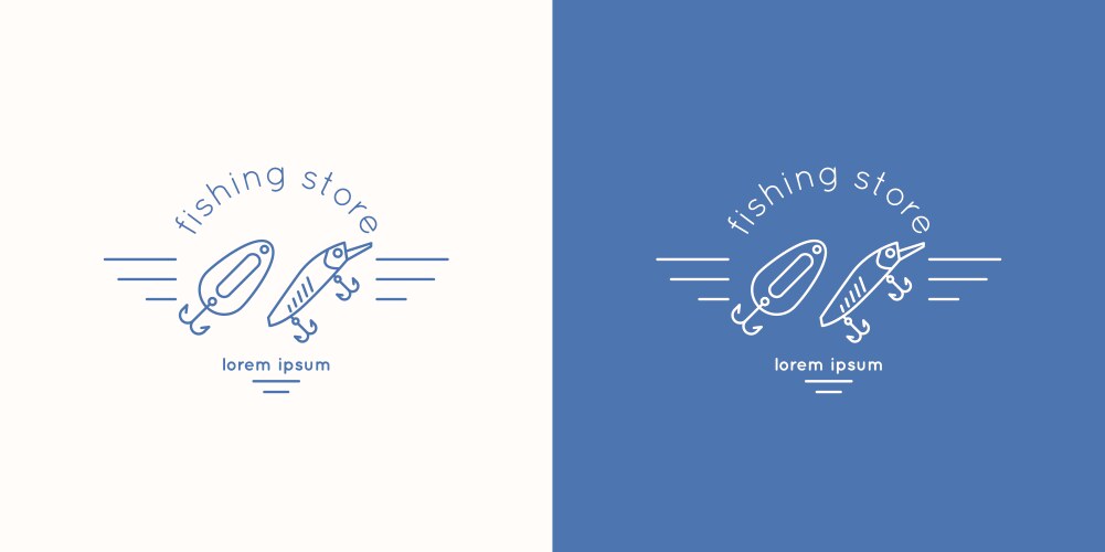 Linear minimalistic logo for store fishing vector image