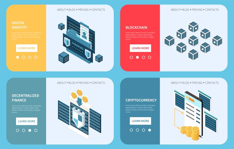Web 30 technology isometric flowchart Royalty Free Vector