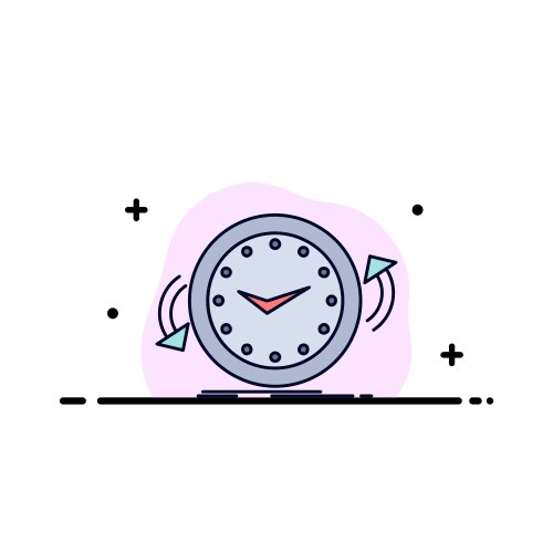 Backup clock clockwise counter time flat color vector image