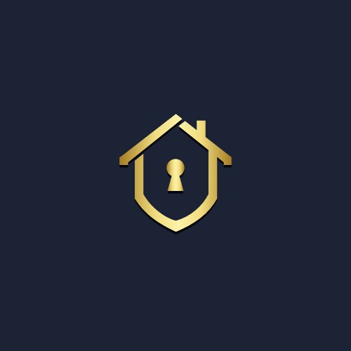 house realty lock secure gold logo vector