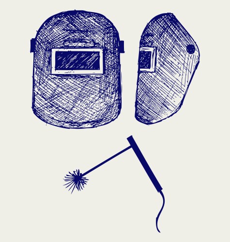 Welding Mask Sketch Vector Image