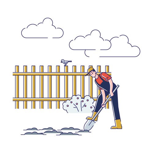 Farmer digging soil of field – Royalty-Free Vector | VectorStock