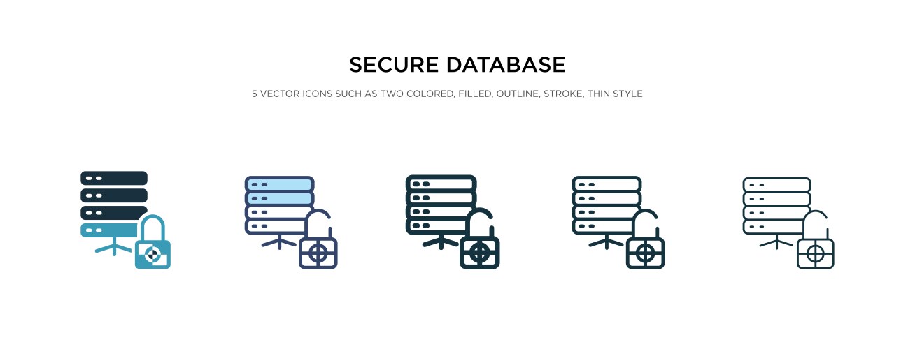 Secure database icon in different style two vector image