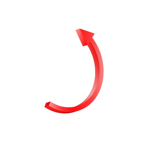Semicircular red arrow forward pointer vector image