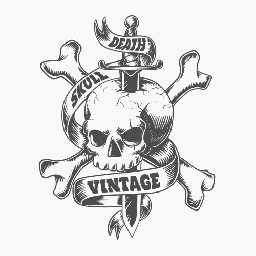 Skull crossed bones vintage Vector Image