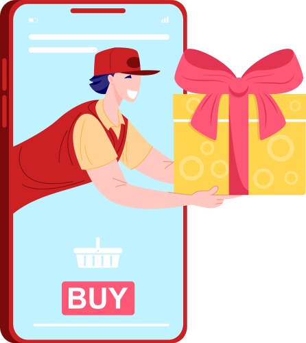 Delivery man with gift box vector image