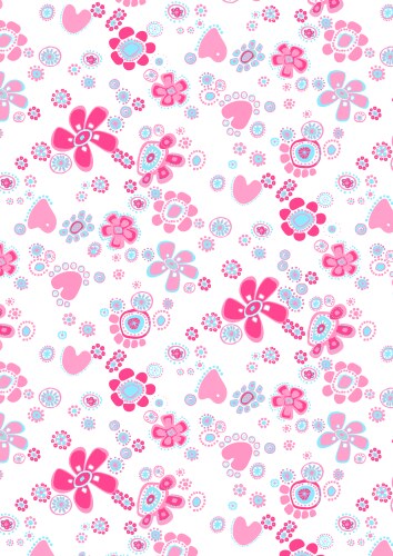 happy flower repeat pattern vector