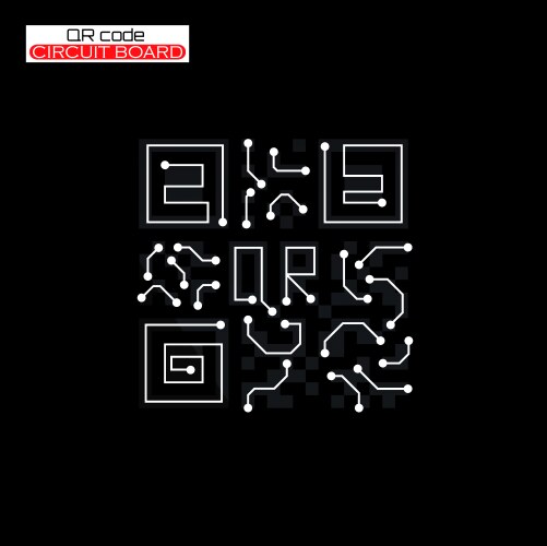 Qr code with circuit board logo technology vector image