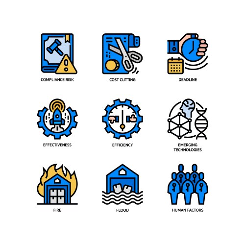 business risks icons set vector image