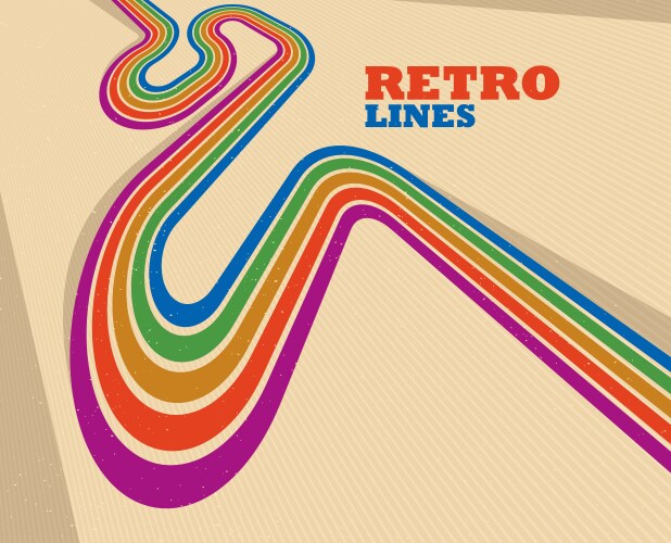 Retro style abstract background with curve lines vector image
