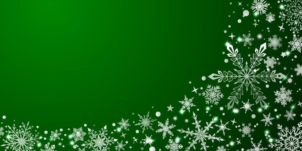 Green background with frame of golden leaves Vector Image