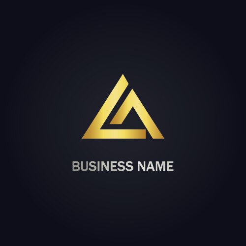Gold triangle line stripe logo Royalty Free Vector Image