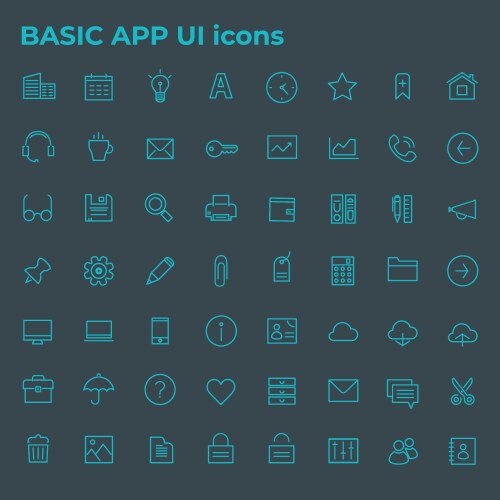 big basic app ui ux and office linear icon set vector image