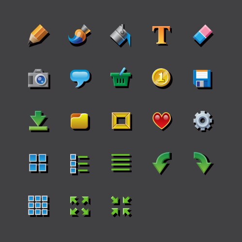 Colorful web app graphic editor tools icons vector image