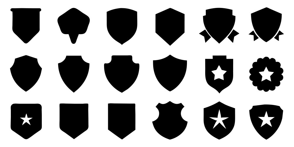 fantastical lovely shield badges art set vector