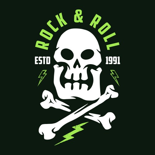 Skull design featuring rock and roll elements Vector Image
