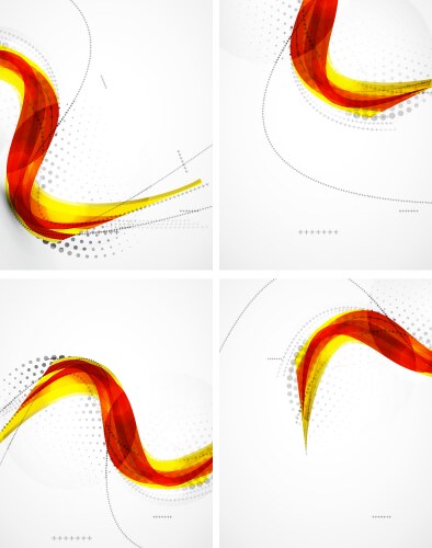 Abstract red wave set on transparent background Vector Image
