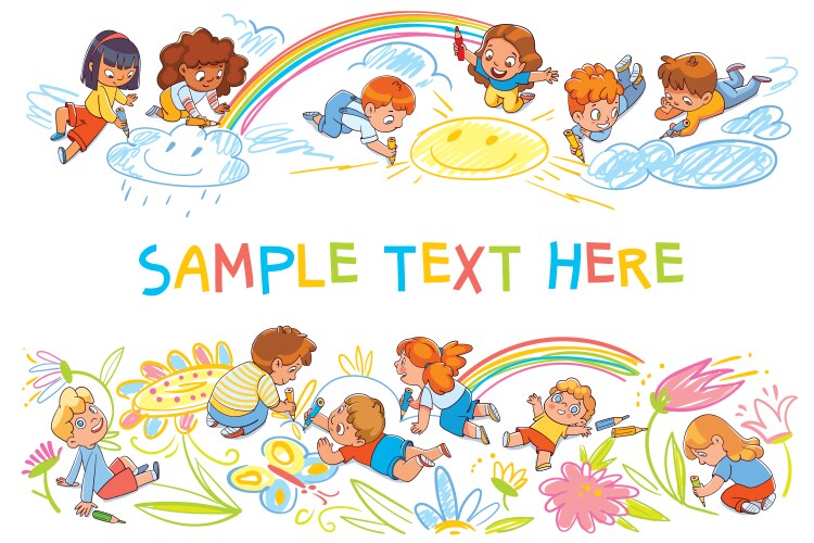 Kids template for your design children draw Vector Image