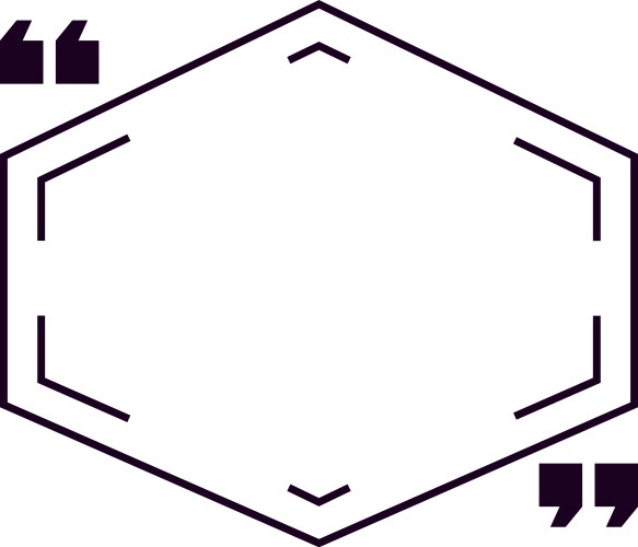 Quotation marks framing a hexagonal empty space vector image