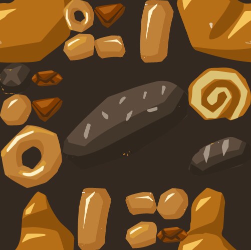 Seamless pattern of various bread types waffles vector image