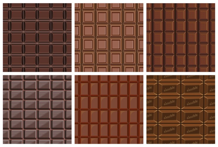Set of seamless pattern with chocolate texture vector image