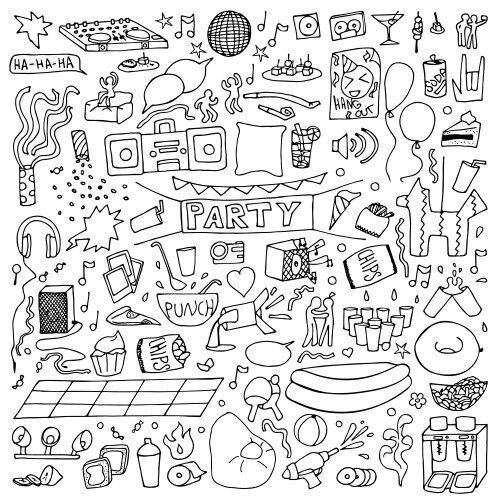 adult party doodle set vector