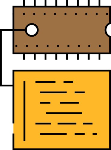Microcontroller programming electronics icon color vector image