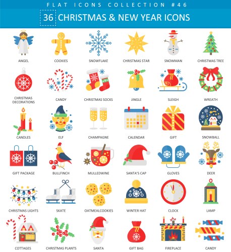 Christmas Flat Icon Set - Festive & Elegant Vector Image