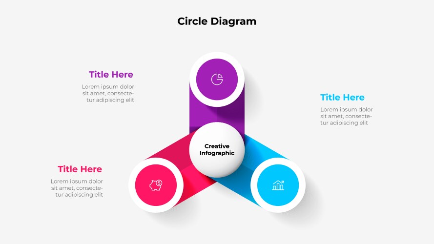 Central circle with three small circles around vector image