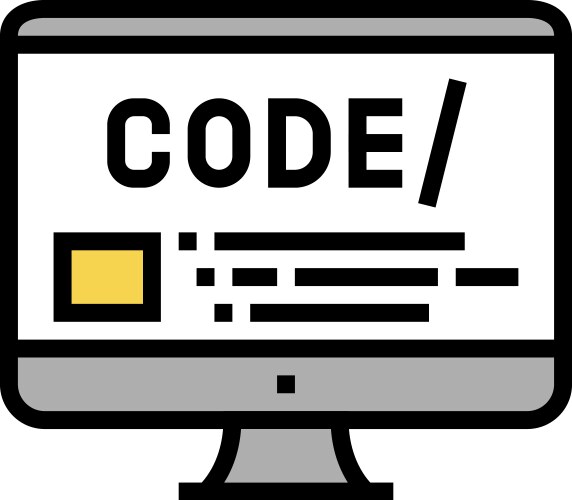 Code on computer screen color icon vector image